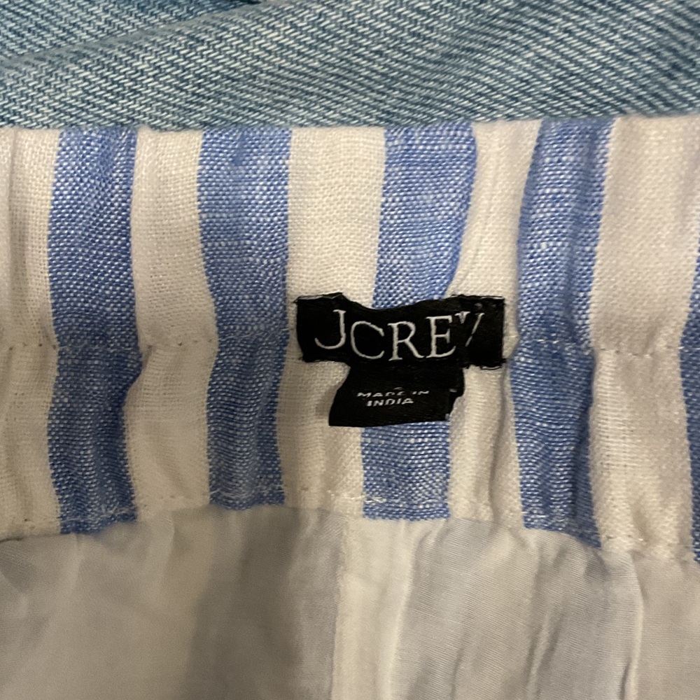 J. Crew Blue and White Striped Linen Blend Shorts - Picture 3 of 4